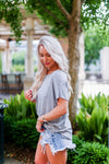 Grey Rhinestone Casual Tee - Kendry Collection Boutique
