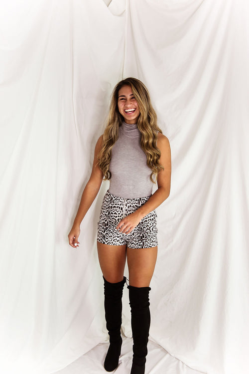 Grey Sleeveless Turtleneck Bodysuit - Shop Kendry Collection Boutique