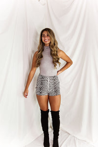 Grey Sleeveless Turtleneck Bodysuit