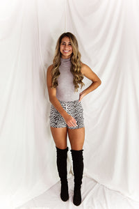 Grey Sleeveless Turtleneck Bodysuit