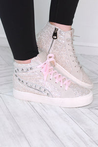 Hailey Vintage Havana Silver Stripe Glitter High Top Sneaker - Shop Kendry Collection Boutique