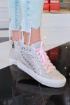 Hailey Vintage Havana Silver Stripe Glitter High Top Sneaker - Shop Kendry Collection Boutique