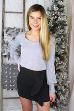 Heather Grey Cropped Knit Sweater Top -Shop Kendry Collection Boutique