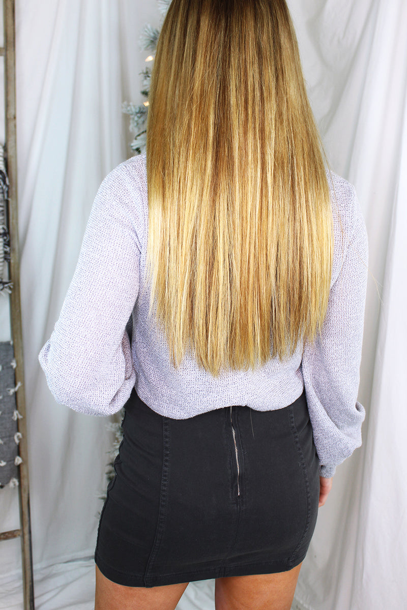 Heather Grey Cropped Knit Sweater Top -Shop Kendry Collection Boutique