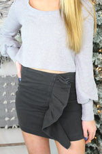 Heather Grey Cropped Knit Sweater Top -Shop Kendry Collection Boutique