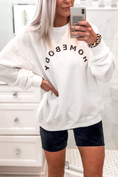 Homebody White Pullover Sweatshirt - Kendry Collection Boutique