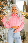 Hot Pink Cropped Turtle Neck Sweater - Shop Kendry Collection Boutique