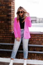 Hot Pink Leopard Print Lined Blazer Jacket - Shop Kendry Collection Boutique