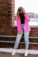 Hot Pink Leopard Print Lined Blazer Jacket - Shop Kendry Collection Boutique