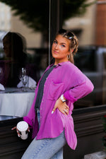 Hot Pink Mineral Wash Button Down - Kendry Collection Boutique