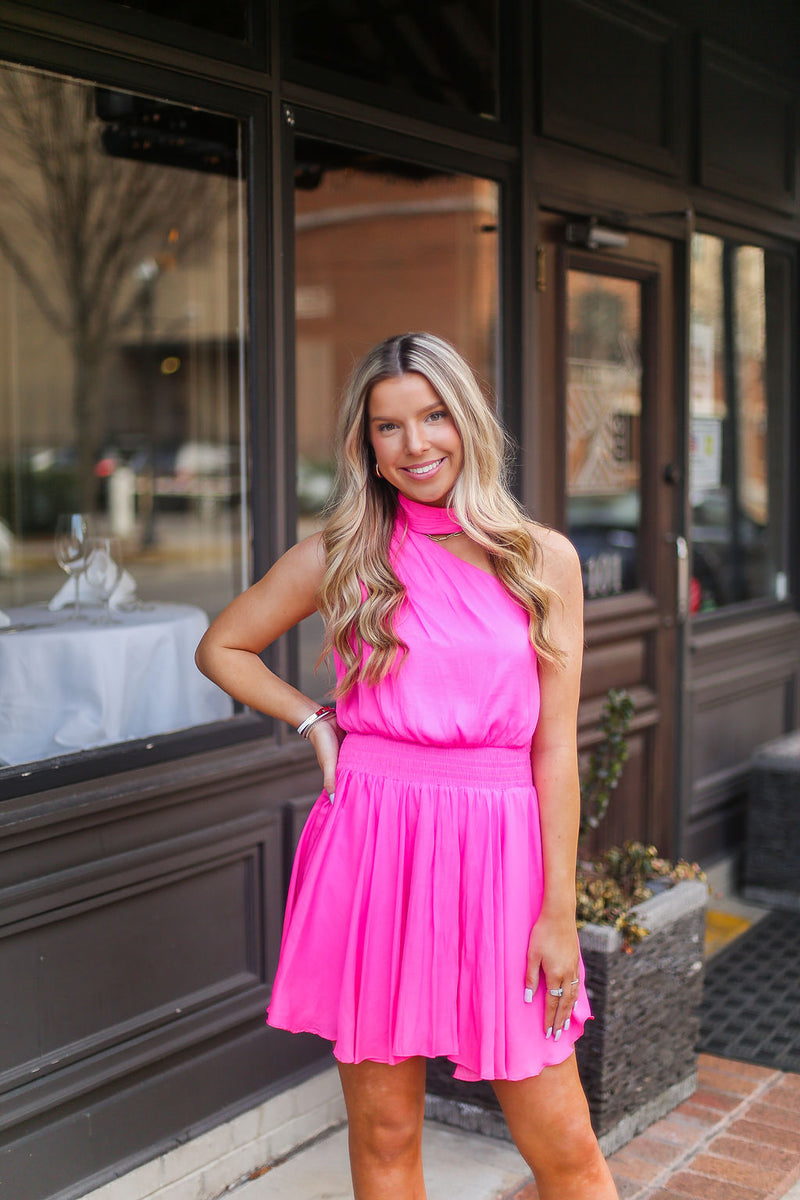 Hot Pink Mock Neck Mini Dress - Shop Kendry Collection Boutique