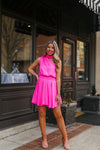 Hot Pink Mock Neck Mini Dress - Shop Kendry Collection Boutique