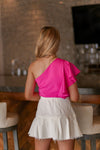 Hot Pink One Shoulder Ruffle Blouse - Shop Kendry Collection Boutique
