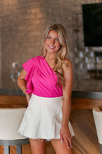 Hot Pink One Shoulder Ruffle Blouse - Shop Kendry Collection Boutique
