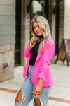 Hot Pink Ruched Sleeve Blazer Jacket - Shop Kendry Collection Boutique