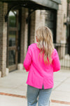 Hot Pink Ruched Sleeve Blazer Jacket - Shop Kendry Collection Boutique