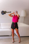 Hot Pink Shoulder Pad Tank Top - Shop Kendry Collection Boutique
