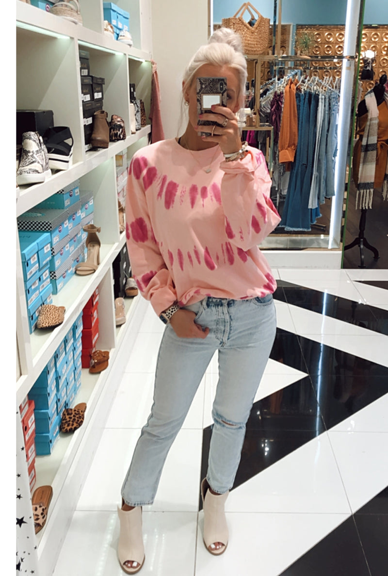 Hot Pink Tie Dye Sweatshirt-Shop Kendry Collection Boutique online 