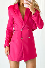 Hot Pink Cut Out Blazer Romper