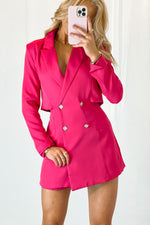 Hot Pink Cut Out Blazer Romper