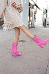 Splash Pink Rhinestone Booties