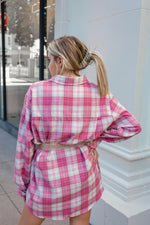 Pink and White Flannel Top