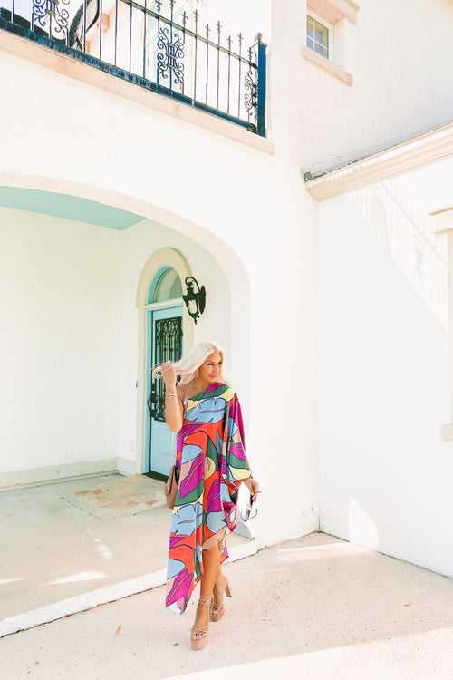 Orange Paradise Asymmetrical One Sleeve Dress