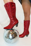 Iconic Babe Red Sequin Western Boots