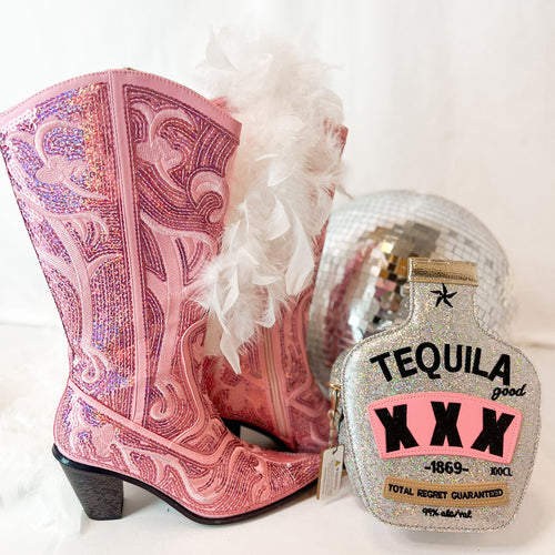 Iconic Babe Pink Sequin Western Boots