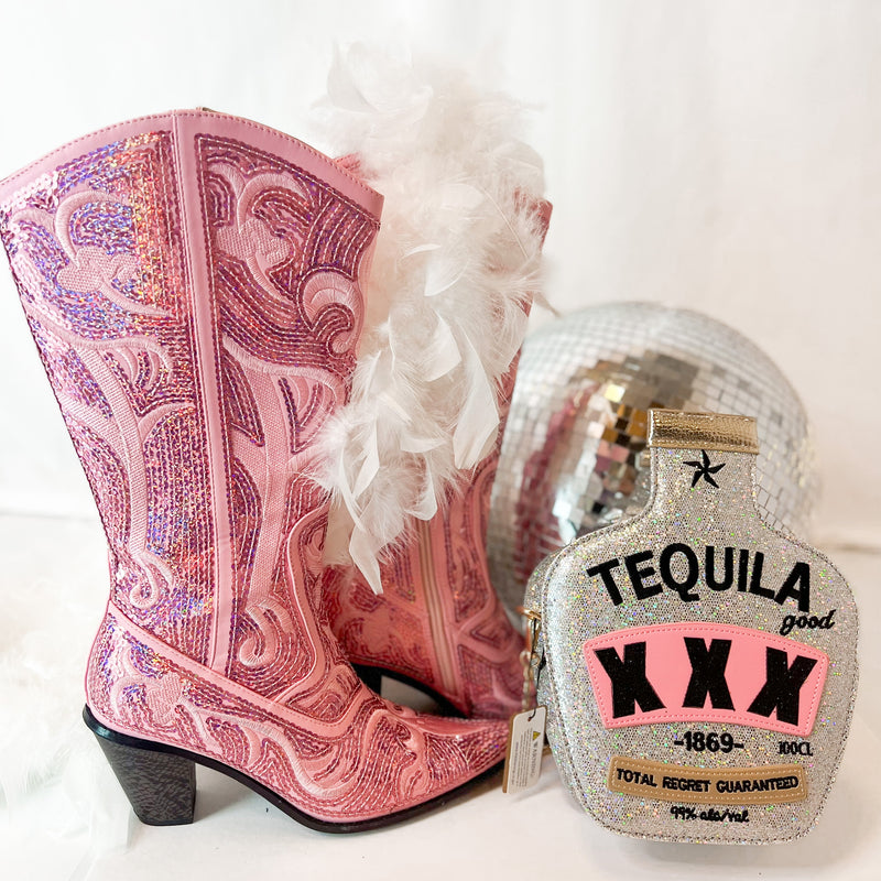 Iconic Babe Pink Sequin Western Boots