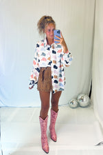 White Cowboy Hat Button Down