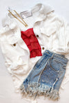 Ivory Thermal Button Down Shacket