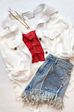 Ivory Thermal Button Down Shacket