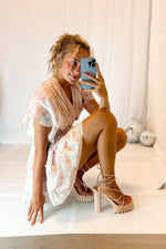 Blush Floral Pattern Ruffle Dress
