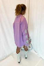 Purple Sequin Fringe Star Denim Jacket