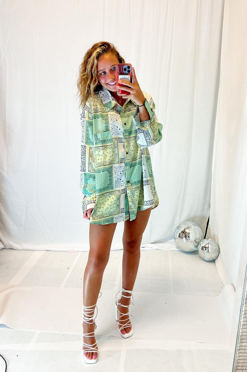 Green Paisley Button Down