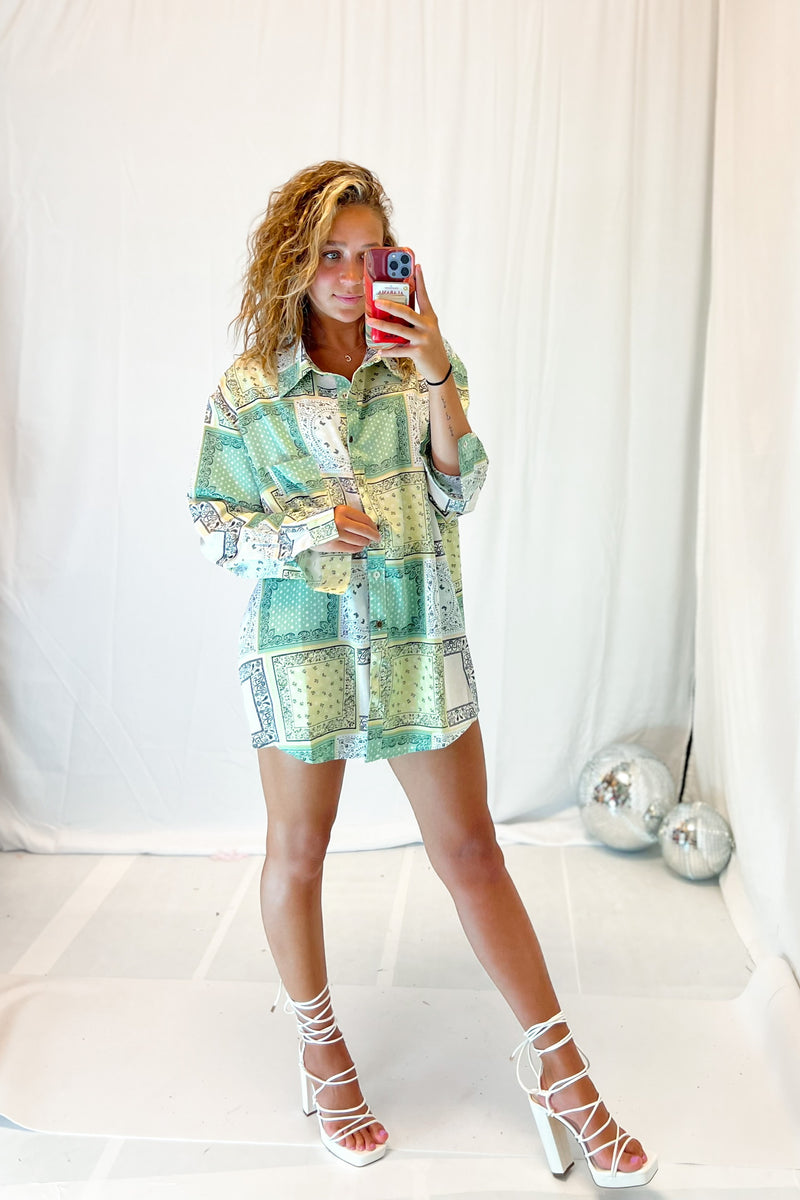 Green Paisley Button Down