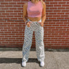 Off White Zebra Print Straight Leg Jeans