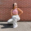 Off White Zebra Print Straight Leg Jeans
