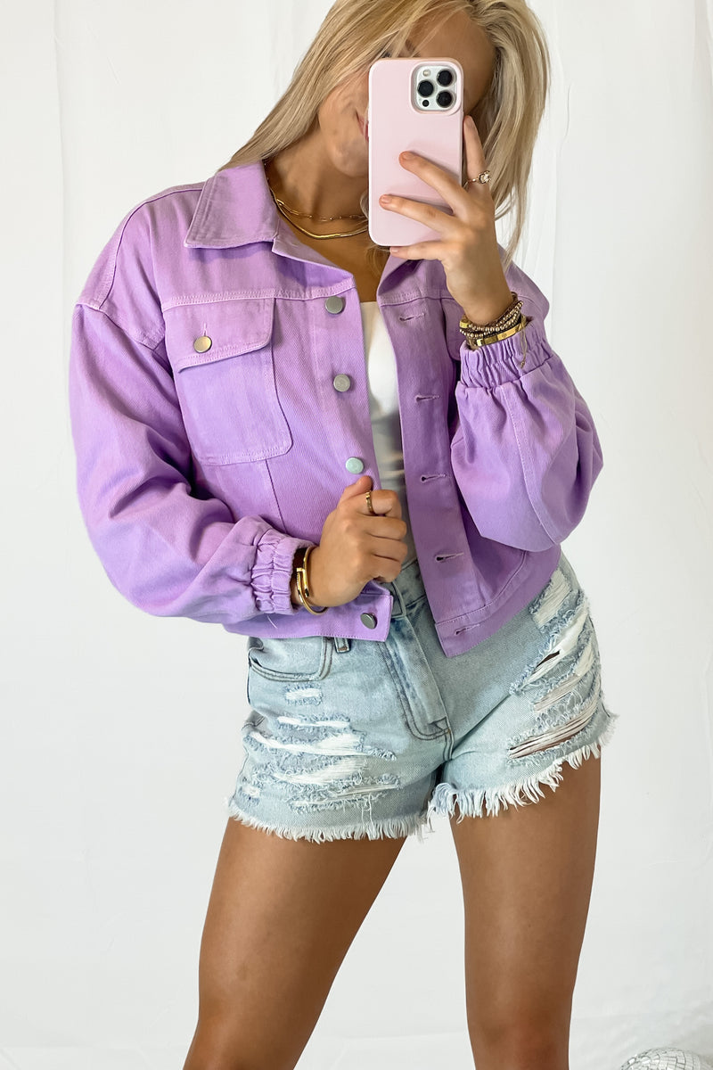 womens purple denim jacket