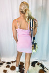 Pink Beaded Gummy Bear Strap Knit Dress