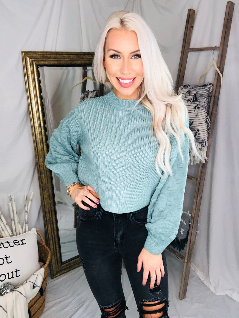 Green Dot Sleeve Knit Sweater