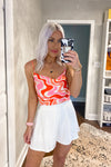 White Flared High Waisted Shorts