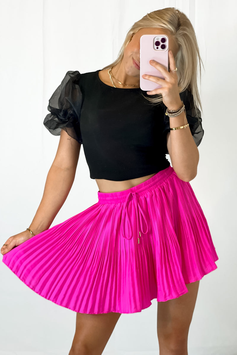 Hot Pink Pleated Skort