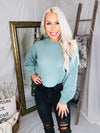 Green Dot Sleeve Knit Sweater