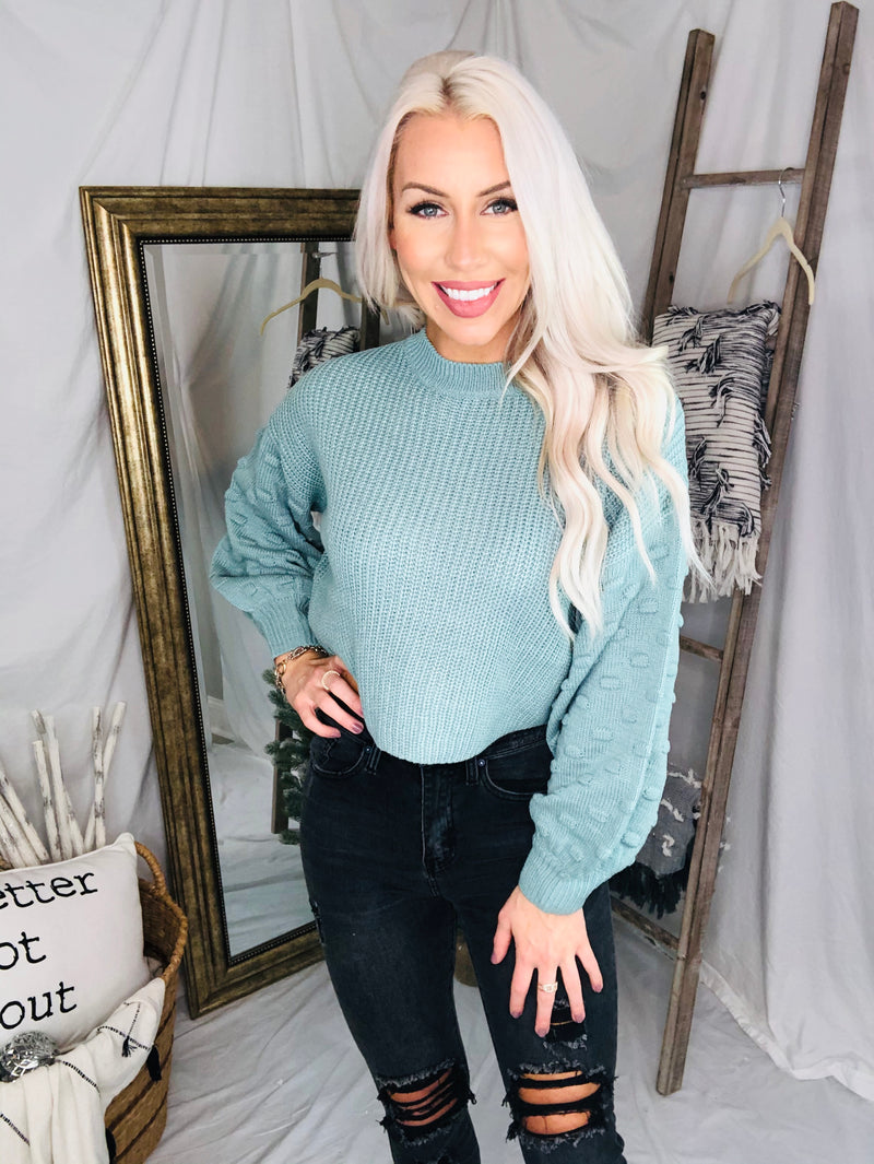 Green Dot Sleeve Knit Sweater
