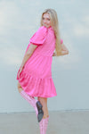 Pink Rhinestone Collar Babydoll Dress