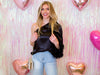 Black Satin One Shoulder Feather Trim Top