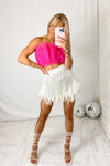 Pink Tulle Ruffle Tube Top