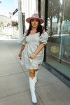 Cream Floral Puff Sleeve Dress